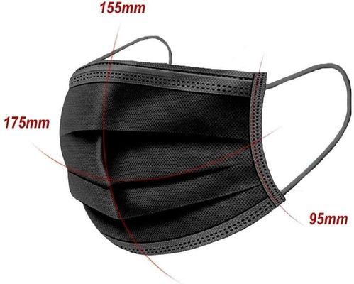 175x95mm Disposable Medical Face Mask , Disposable Black Surgical Mask